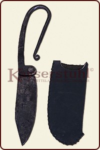 Gro&szlig;es Klappmesser mit Lederscheide