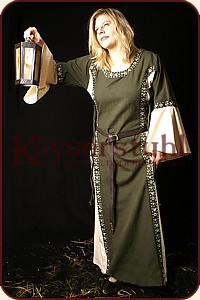 Mittelalterliches Kleid "Liliane" Gr&uuml;n/Natur