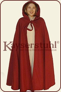 Wollumhang mit langer Kapuze, rot