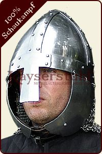 Wikingerzeitlicher Spangenhelm mit Wangenklappen und Kettenbrünne