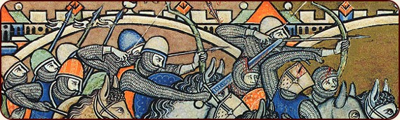 Abbildungen von Nasalhelmen in der Maciejowskibibel (Kreuzfahrerbibel) um 1250 n. Chr.