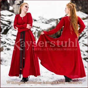Rosenrotes wikingerzeitliches Kleid aus 100% Leinen