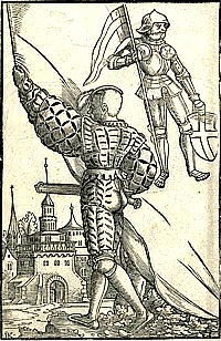 Landsknechte in Bamberg, Holzschnitt, 1545