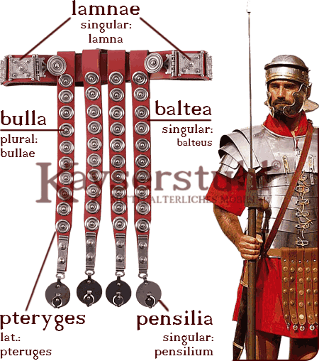 Nomenklatur: Die Bestandteile eines Cingulum Militare und ihre lateinischen Bezeichnungen