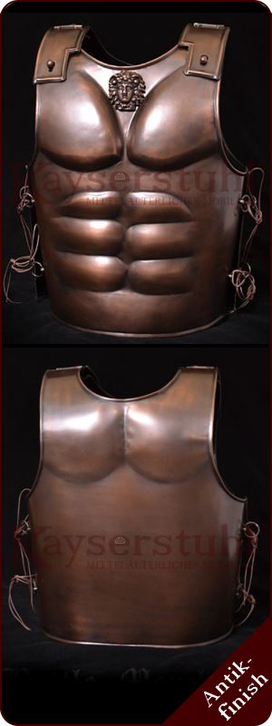 Spartaner Muskelpanzer aus Stahl mit Bronzefinish 
