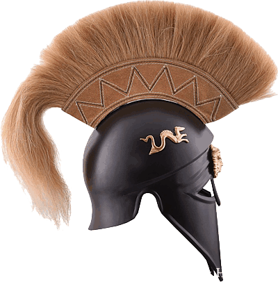 Italo-Korintherhelm mit Helmbusch, schwarz, verziert
