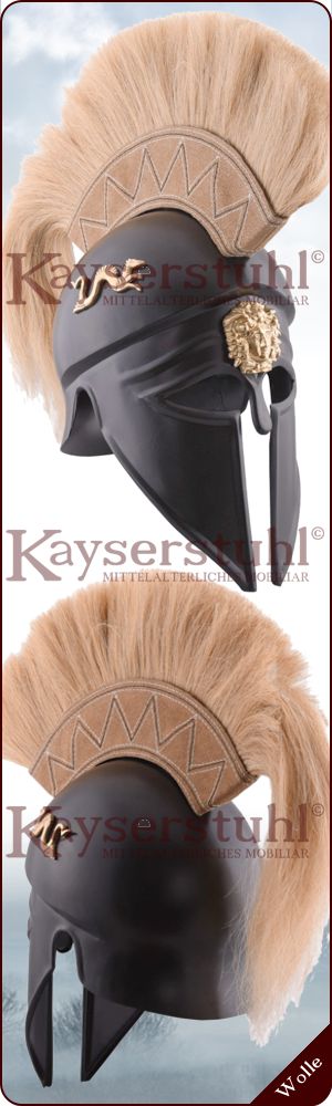 Italo-Korintherhelm mit Helmbusch, schwarz, verziert