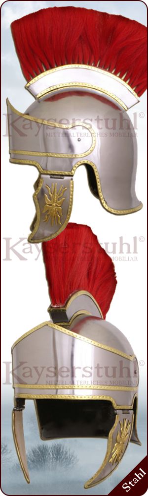 Attischer Helm mit Haarbusch (Stahl/Messing) 