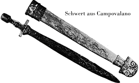 Schwert aus Campovalano im Original