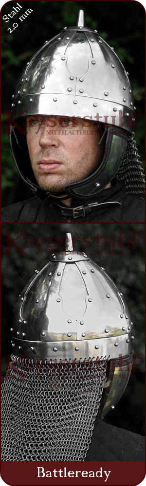 Spangenhelm mit Wangenklappen und Kettenbrünne "Baldenheim" 