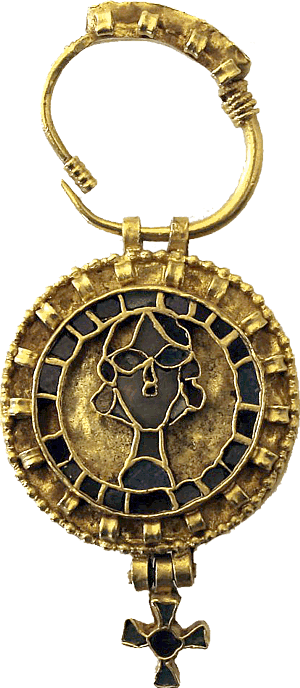 Langobardischer Ohrring aus Gold mit Cloisonée, Archäologisches Nationalmuseum Neapel