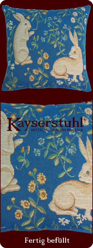 Komplett-Kissen "Millefleurs"mit Motiv "Zwei Hasen"