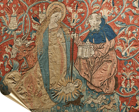 Abraham-Engel-Teppich, um 1150, und Christus-Apostel-Teppich, um 1170