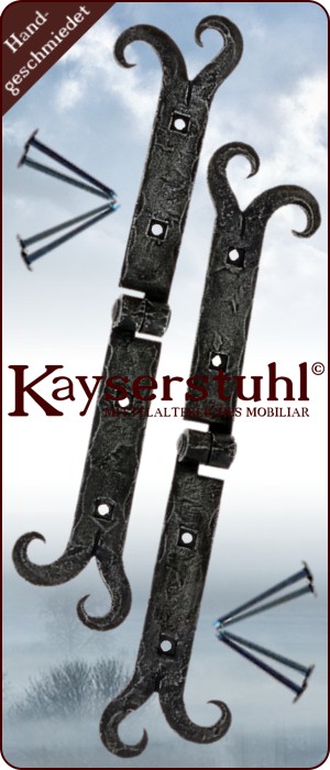 Handgeschmiedete Scharniere "Gabelbart" (Paar)
