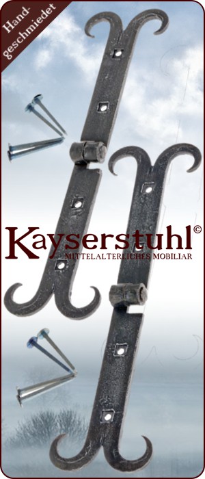 Handgeschmiedeter Scharniersatz "Moustache" (Paar)