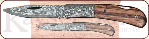 Damast-Klappmesser mit Zebranoholzgriff