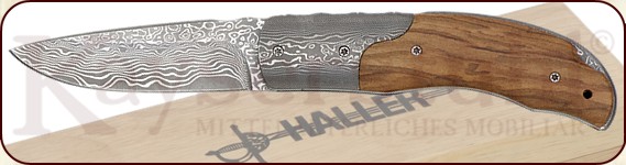 Damast-Taschenmesser mit Olivenholzgriff