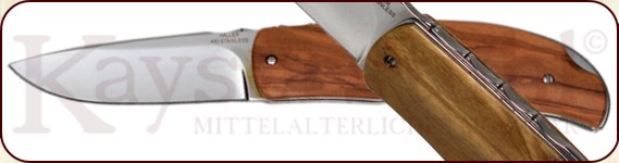 Taschenmesser mit Olivenholzgriff (rostfrei)