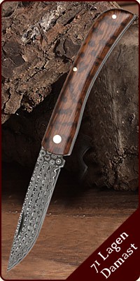 Damast-Klappmesser mit Schlangenholzgriff