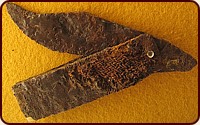 Frühmittelalterliches Klappmesser aus dem alamannischen Gräberfeld von Weingarten aus dem 6. Jh.