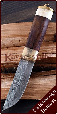 Damastmesser 25,0 cm mit Holz-/Knochengriff