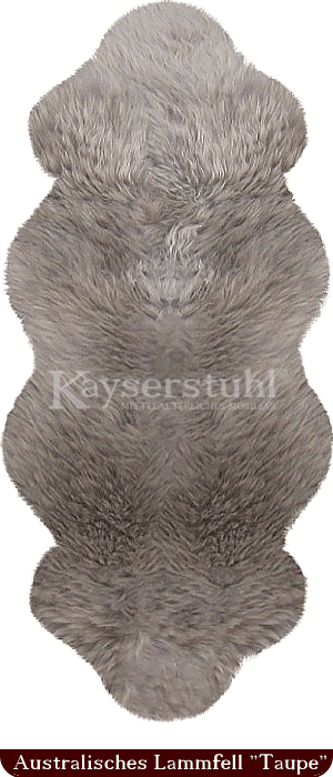 Australisches Lammfell mit Doppelkopf "Taupe" 140 cm