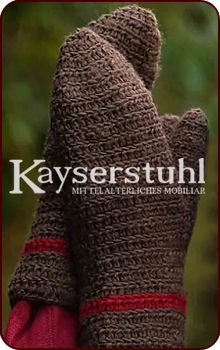 Nadelgebundene Handschuhe 'Ymir", dunkelbraun/rot