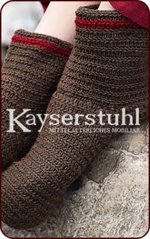 Nadelgebundene Socken 'Ymir", dunkelbraun/rot