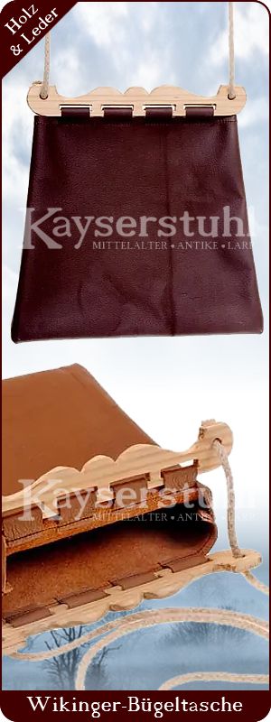 Wikingerzeitliche Bügeltasche aus Leder in verschiedenen Farben 