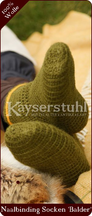 Nadelgebundene Socken 'Balder", grün/gelb
