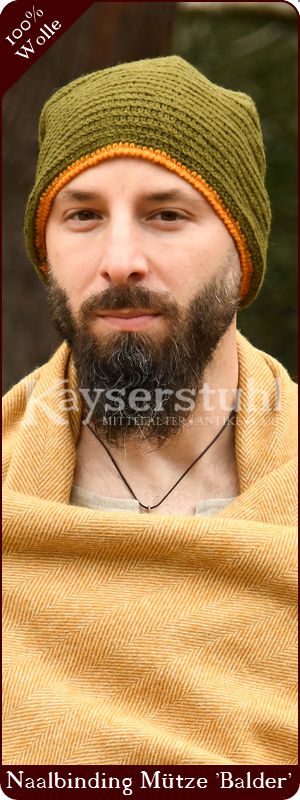 Nadelgebundene Mütze 'Balder", grün/gelb