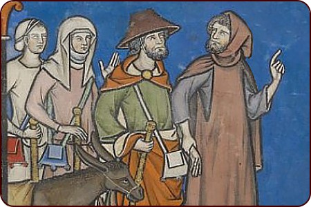 Detail aus der Maciejowski-Bibel, MS M.638, fol. 15v, Paris, Frankreich, ca. 1244–1254