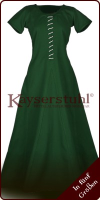 Mittelalter-Kleid ärmellos Schnürung Stickerei Samt in olive Gr S//M u L//XL
