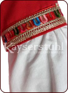 Bliaut-Kleid "Melanie" rot/natur mit Zierborte