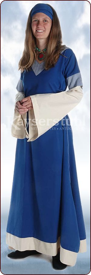 Bliaut-Kleid "Marguerite" in blau/hellblau/natur