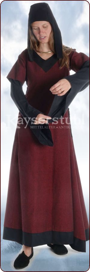 Bliaut-Kleid "Marguerite" in bordeauxrot/schwarz