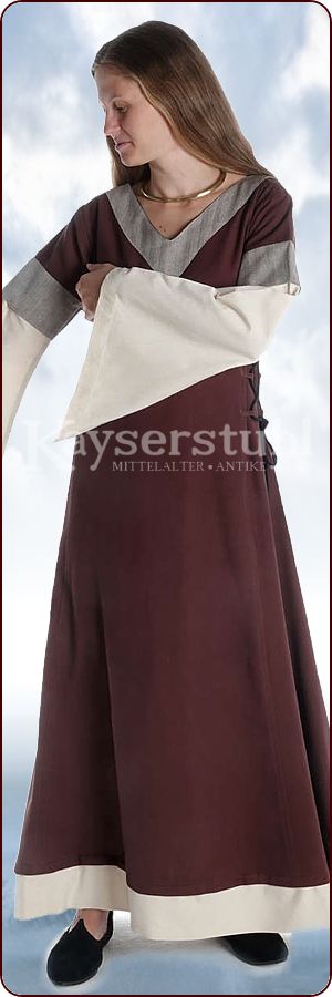 Bliaut-Kleid "Marguerite" bordeaux/grau/natur