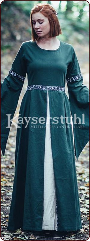 Mittelalterliches Kleid "Ariane", olivegrün/natur