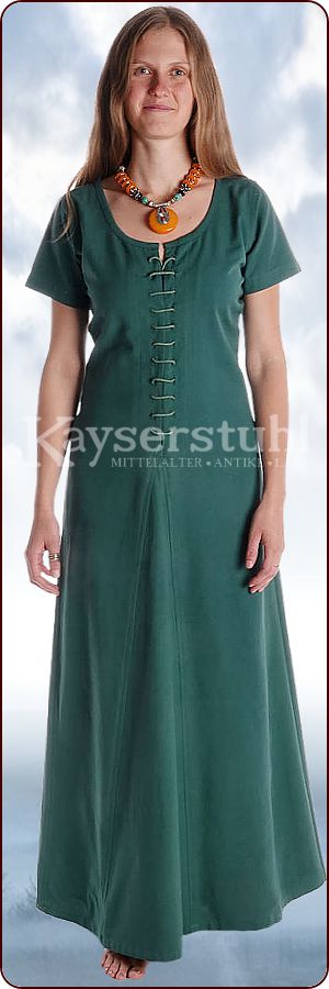 Kurzärmeliges Cotehardie-Kleid "Birte" in grün