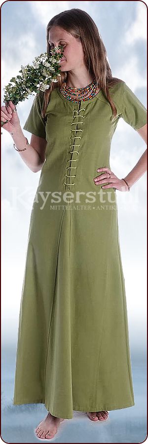 Kurzärmeliges Cotehardie-Kleid "Birte" in hellgrün