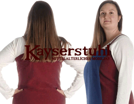 Wikinger-Trägerkleid "Gudrun" mit Schürze, rot/blau