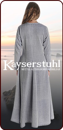 Mittelalterkleid "Afra" aus Baumwollfischgrät, blau/natur