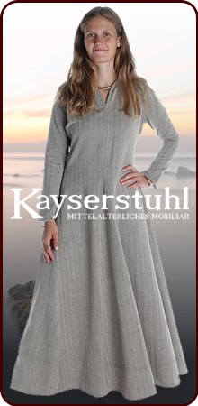 Mittelalterkleid "Afra" aus Baumwollfischgrät, braun/natur