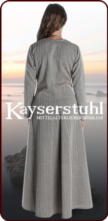 Mittelalterkleid "Afra" aus Baumwollfischgrät, braun/natur