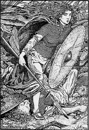 Darstellung Lathgerthas in einer Lithographie von Morris Meredith Williams (1913)