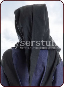 Mittelalter Kinderkleid "Ronja" mit Kapuze, schwarz/blau