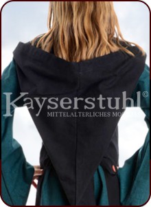 Mittelalter Kinderkleid "Ronja" mit Kapuze, schwarz/grün