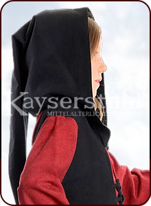 Mittelalter Kinderkleid "Ronja" mit Kapuze, schwarz/rot