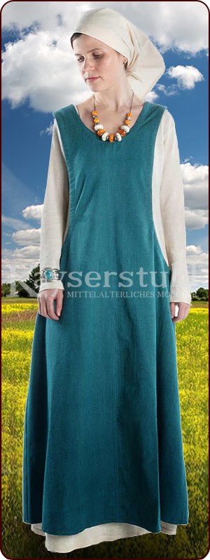 Einfacher Surcot mit Höllenfenstern, türkisgrün