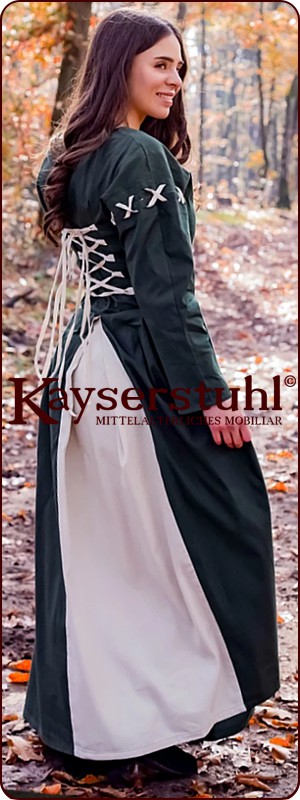 Mittelalterliches Kleid "Ariane", olivegrün/natur